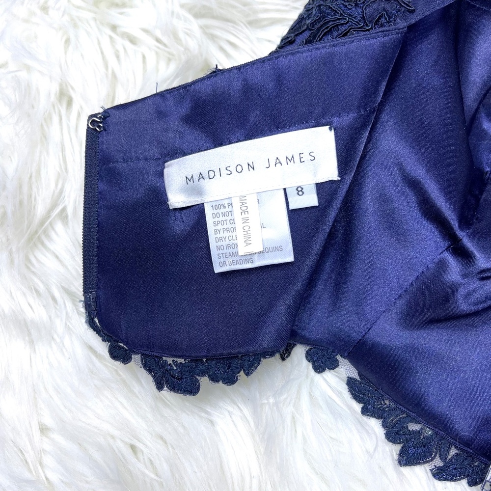 🚫SOLD! NEW! |•MADISON JAMES•| Navy Floral Print Two Piece Formal Prom Dress - Picture 10 of 12